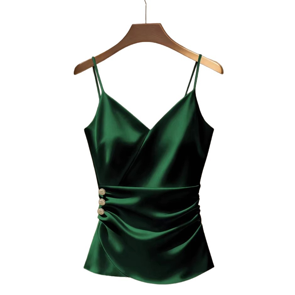 Solid-color New Style Strap Short Top