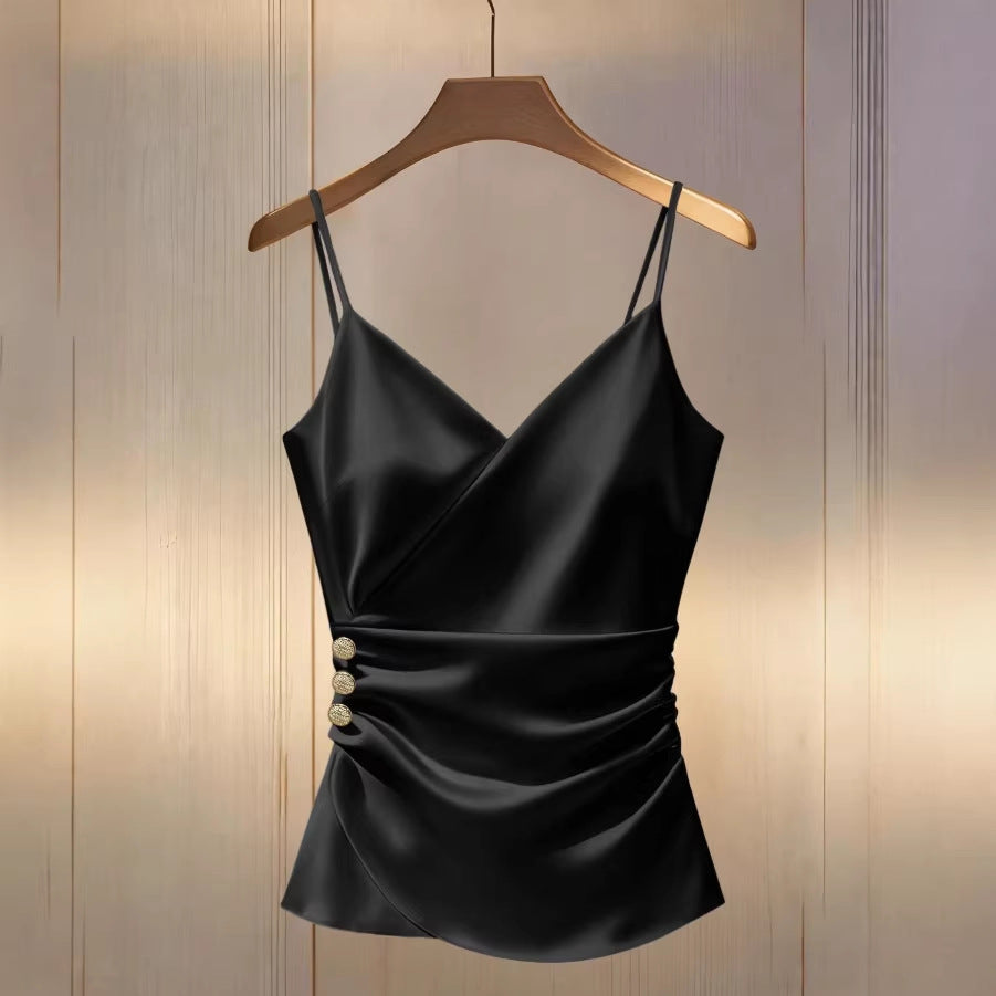 Solid-color New Style Strap Short Top