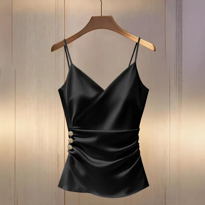 Solid-color New Style Strap Short Top