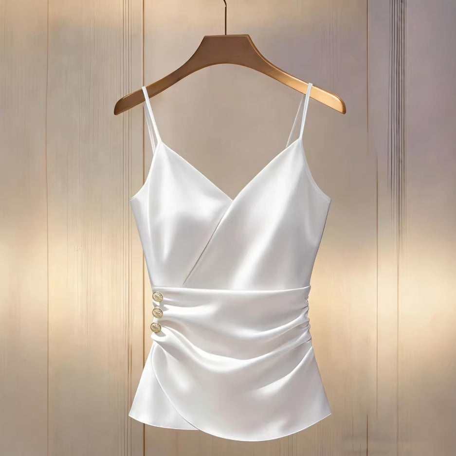 Solid-color New Style Strap Short Top