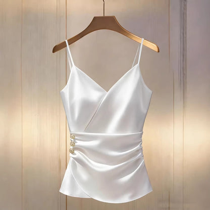 Solid-color New Style Strap Short Top