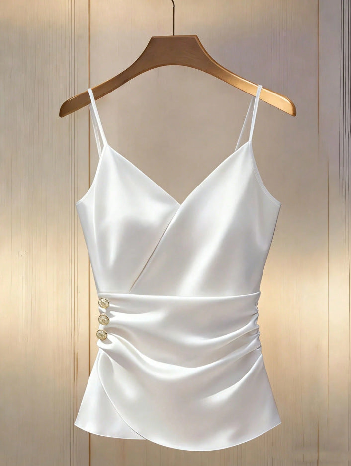 Solid-color New Style Strap Short Top